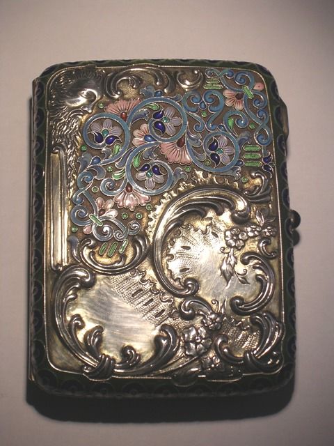 Russian Rare Faberge' Silver Cigarette Box.