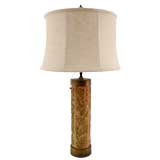 A Classic Antique Wallpaper Roller Table lamp with Brass Details