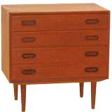 Teak Four Drawer  Danish Dresser/ Side Cabinet