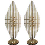 Decorative Pair of Brass and Lucite Table lamps
