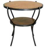 Parchment and Steel Two Tiered Table by Lee Mindel for LCS