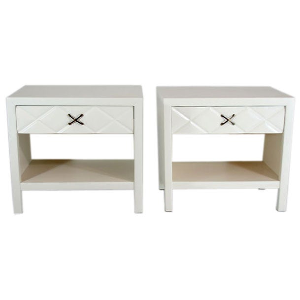 White Lacquer Nightstands by John Widdicomb
