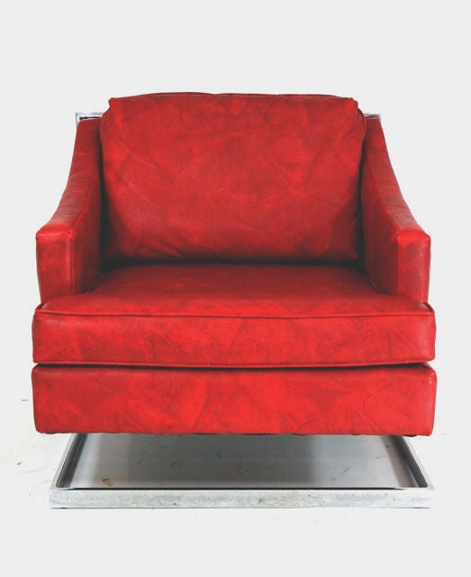 Pair of Red Vinyl Club Chairs by Carsons of High Point