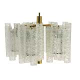 Kalmar Five Arm Chandelier with  Crackle Glass Cylinders