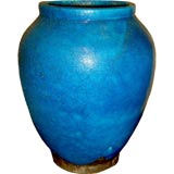 Raoul Lachenal (1885-1956) Egyptian Blue vase silver foil base