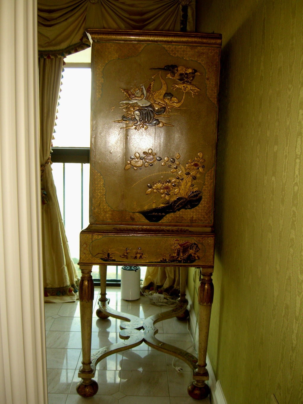 British 18th Century Chinoiserie English Chest on stand