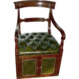 English Regency cabinet Chair in Green leather w/ tacks