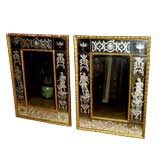 Pair of late 19th century etched Venetian mirrors gilt frames