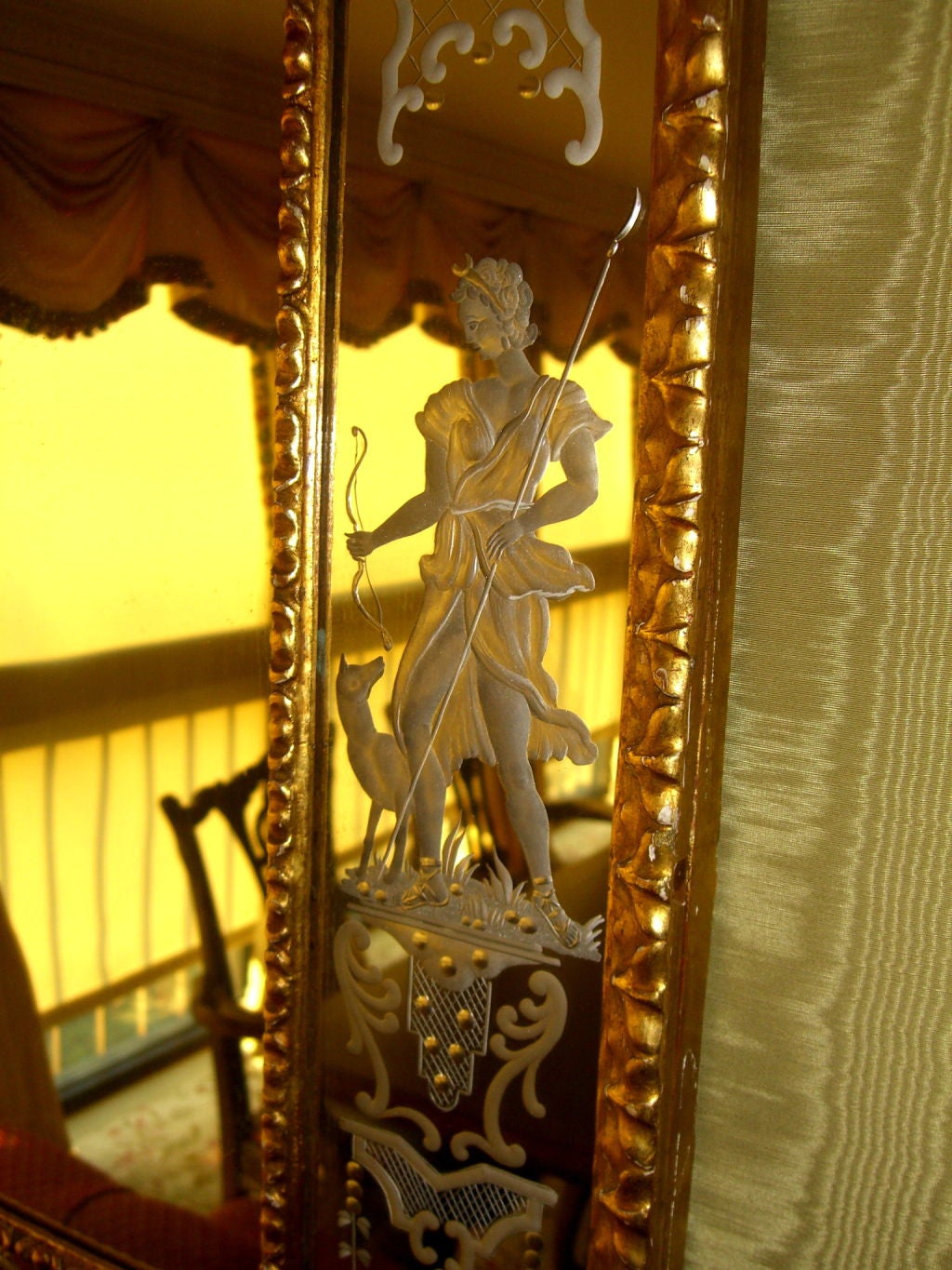 Pair of late 19th century etched Venetian mirrors gilt frames