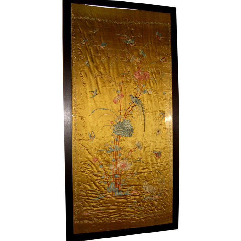 Magnificent 19th century Japanese silk embroidery in huge scale