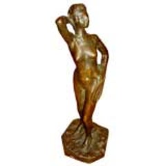 Good Early 20th Century Nude Woman Bronze Sculpture, Roman Bronze Works 12