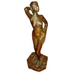 Good Early 20th Century Nude Woman Bronze Sculpture, Roman Bronze Works