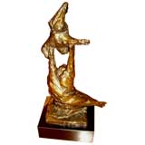 Early absract bronze mother & daughter Modern Art Foundry
