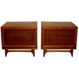 Retro Beautiful pair of Lane Basket weave front cabinets from the 50's