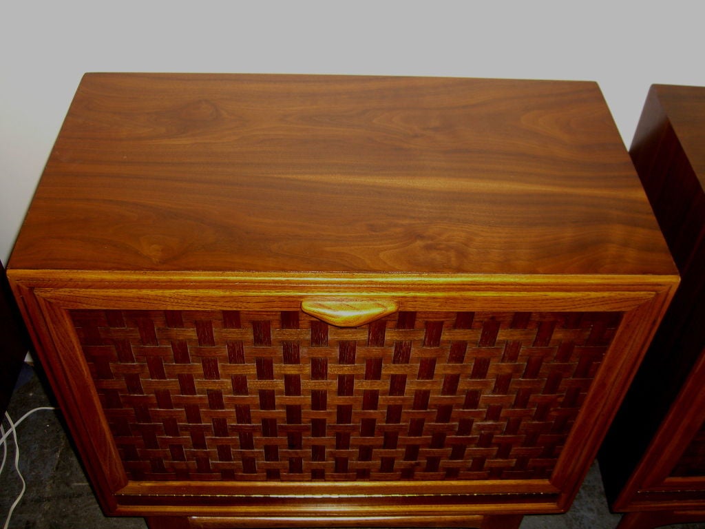 Mid-20th Century Beautiful pair of Lane Basket weave front cabinets from the 50's