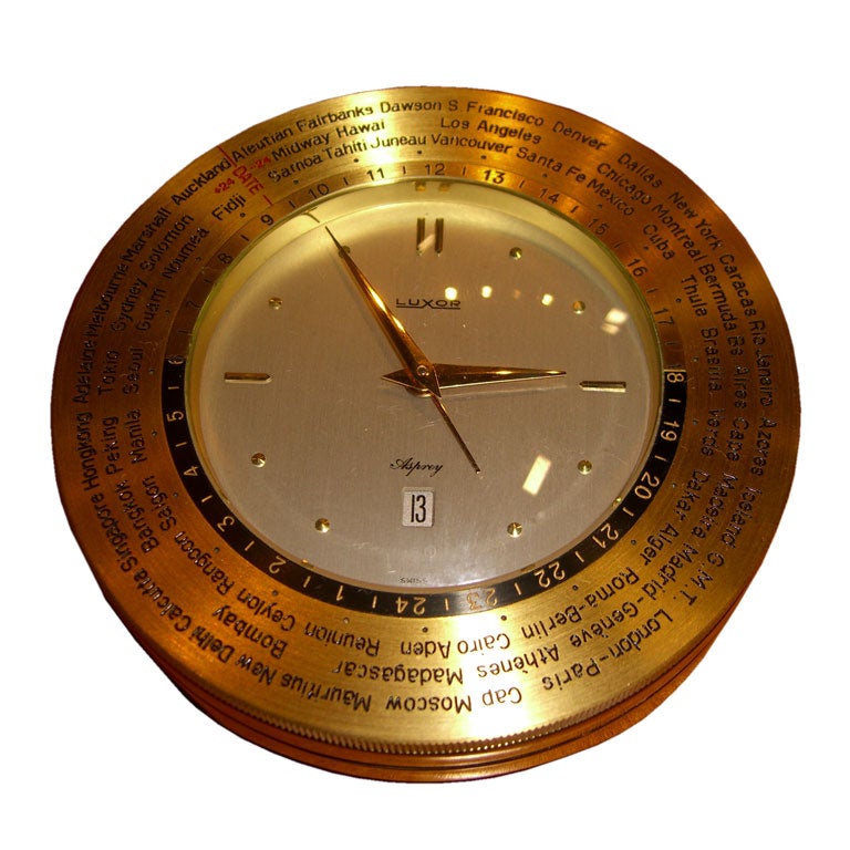 Asprey Luxor 8 day world time clock w/ original box