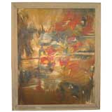 Japanese abstract signed Nakamura 1960 oil on canvas