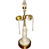 Rare 1960's rock crystal and brass lamp