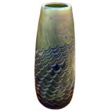 Used Stephen Fellerman hand blown art glass vase signed and dated