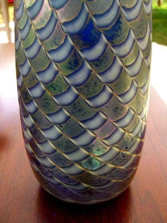 A beautiful hand blown art glass vase by the important contemporary   glass artist Stephen Fellerman. It is signed numbered and dated 1983. In excellent condition except for some minor bottom scratches. A brief bio of the artist follows;Stephen