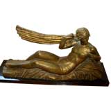 Period Art Deco Bronze nude winged woman signed