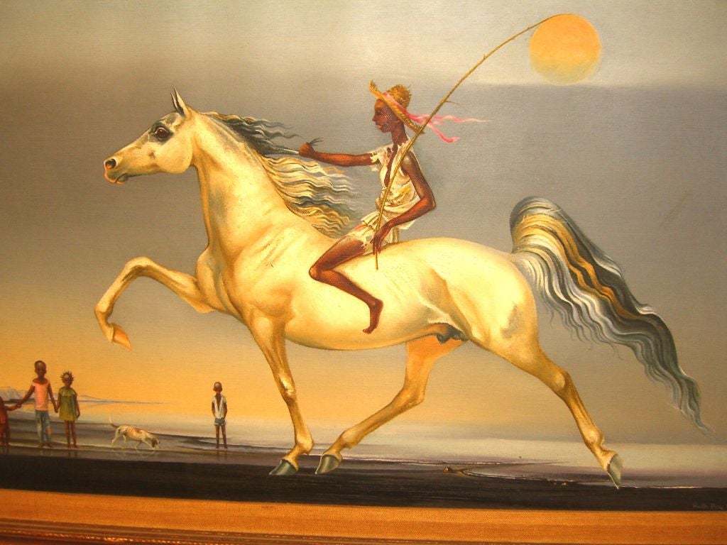 Ruth Ray Darien CT Surrealist oil on canvas Bayou Boy
