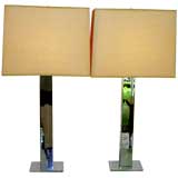 Elegant pair of chromed steel Kovacs lamps