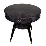 Limed oak 1950's round table in the manner of James Mont