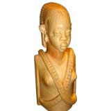 Antique Large Ivory Bust carving ca 1900-1920 from Congo Zaire