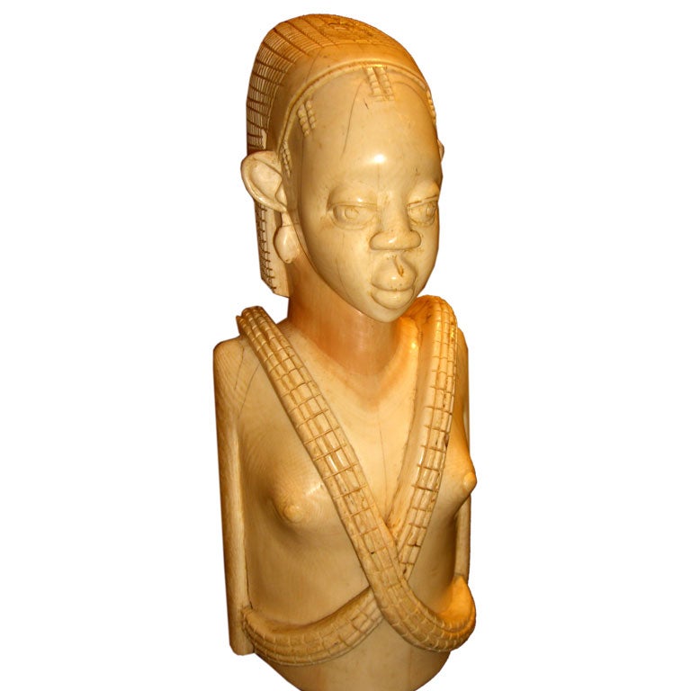 Large Ivory Bust carving ca 1900-1920 from Congo Zaire
