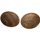 Pair of Art Deco Bronze Architectural Roundels