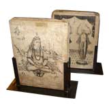 Unuique pair of Lithographic stones depicting Indian scenes