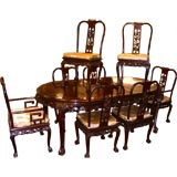 Chinese Huang Huali nicely carved Dining set with eight chairs