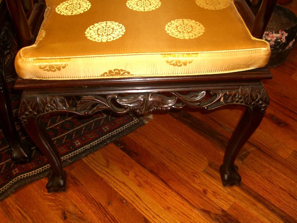 Chinese Huang Huali nicely carved Dining set with eight chairs 1