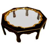 John Stuart Black Lacquer Brass insert and glass coffee table