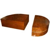 Unusual configurable Milo Baughman burled wood coffee table