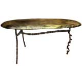 Beautiful Chinese Jade riverstone table Artisan made iron base