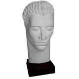 Artist monogrammed art deco stylized plaster bust of a male