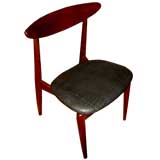 Beautiful Teak chair w/ leather faux croc seat att Hans Wegner