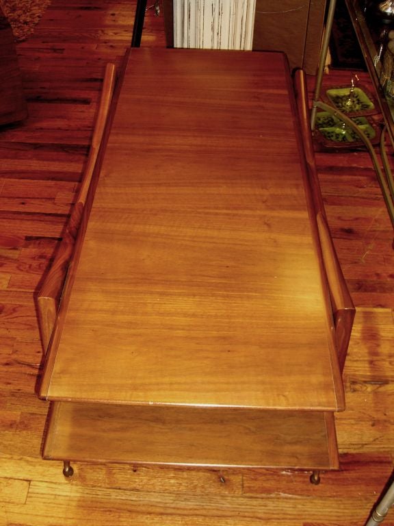 Mid-20th Century Grasshopper shaped coffee table brass clad feet attr Ico Parisi