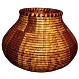 Important wood vase in the form of a basket by Lincoln Seitzman