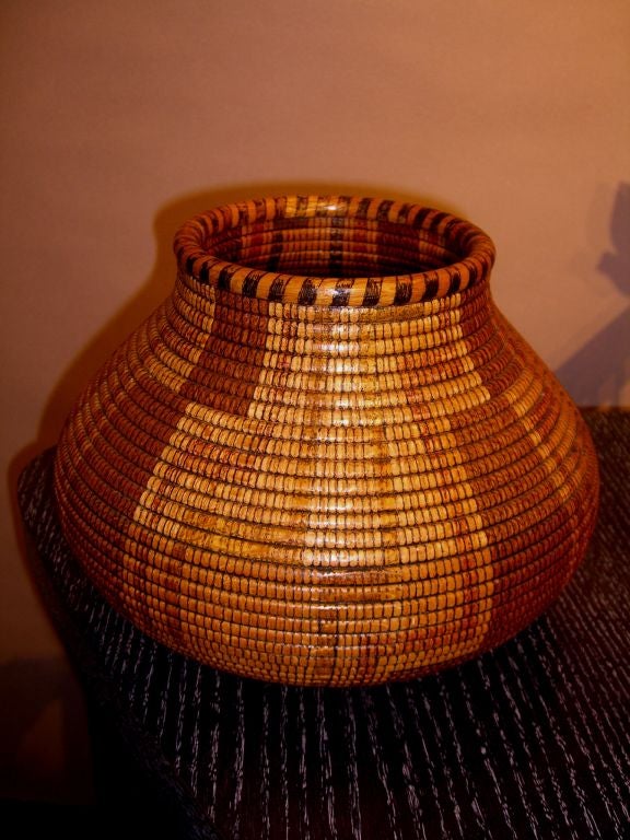 American Important wood vase in the form of a basket by Lincoln Seitzman