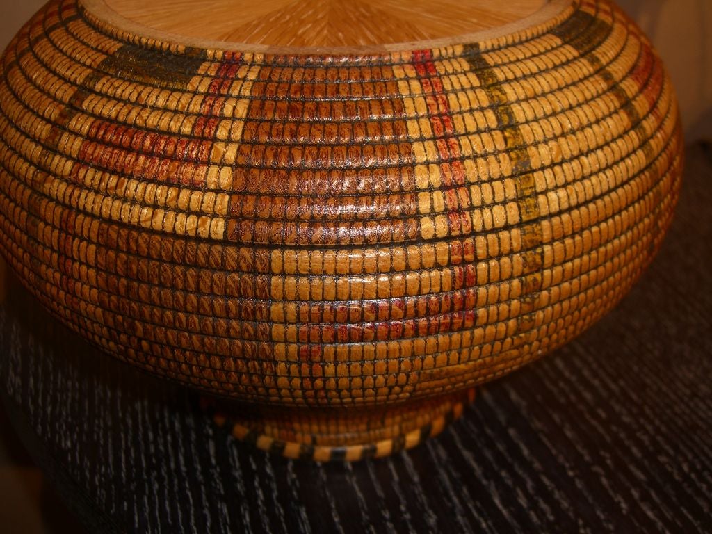 Wood Important wood vase in the form of a basket by Lincoln Seitzman