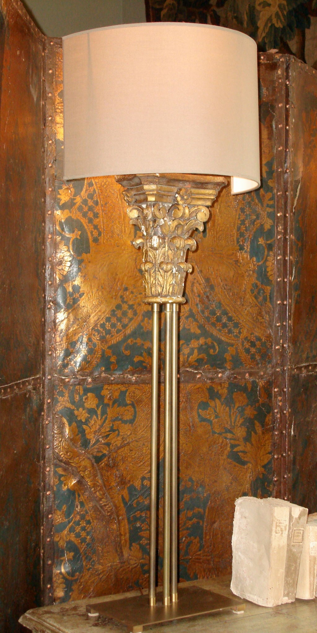 Pair of 18th C Architectual Fragments as Lamps
