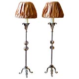Pair (2) Tall Tuscan Candlesticks as Floor Lamps
