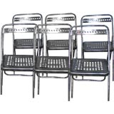 Set of 6 Polished Steel Folding Chairs