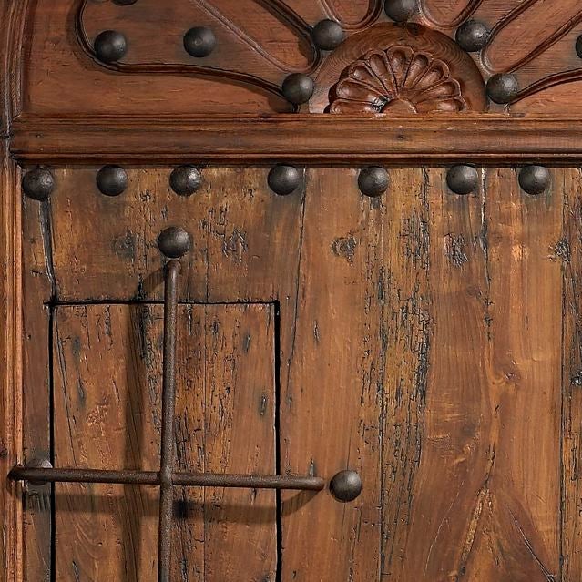 18th Century and Earlier Portera - 18th C. Arched Antique Spanish Door w/Clavos & Portal