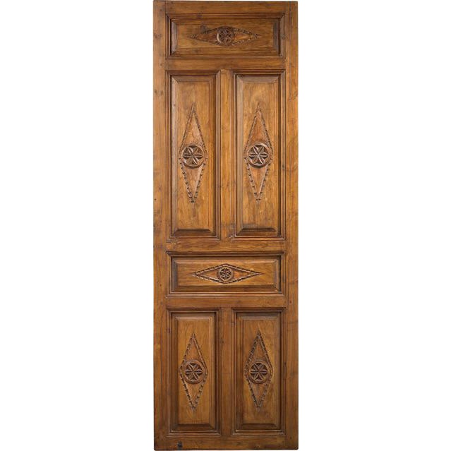 Portera - 19th C. Antique Spanish Door with Carved Settings For Sale