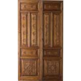 Portera-Pair of 18th C. Antique Spanish Doors w/ Carved Settings