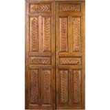Portera-19th C. Antique Spanish Double Door With Carved Settings